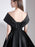 Evening Dress A-Line V-Neck Knee-Length Short Sleeves Lace-up Pleated Satin Fabric Cocktail Dress Little Black Dress(APP ExclusivePrice  $84.99)