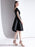 Evening Dress A-Line V-Neck Knee-Length Short Sleeves Lace-up Pleated Satin Fabric Cocktail Dress Little Black Dress(APP ExclusivePrice  $84.99)