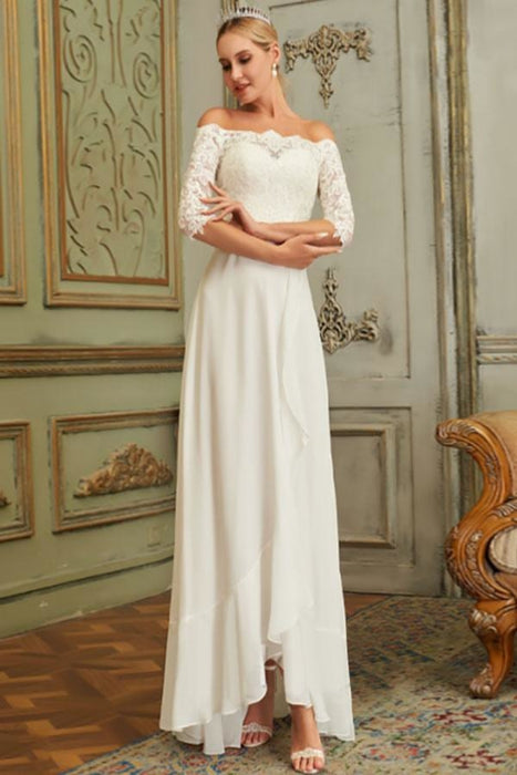 Evening Dress Bateau Neck Chiffon Floor Length Applique Social Dinner Dresses Party Gown