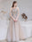 Evening Dress Nude Color A Line Bateau Neck With Train Sleeveless Zipper Formal Party Dresses Pageant Dress