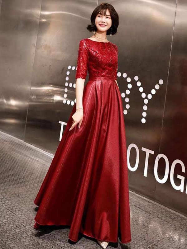 Half sleeve evening dresses clearance