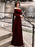 Evening Dresses Velvet Long Sleeve Off Shoulder Maxi Formal Gowns