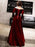 Evening Dresses Velvet Long Sleeve Off Shoulder Maxi Formal Gowns