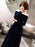 Evening Dresses Velvet Long Sleeve Off Shoulder Maxi Formal Gowns