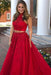 Excellent Attractive A-Line Sleeveless Jewel Beading Appliqued Tulle Long Two Piece Prom Dresses - Prom Dresses