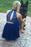 Excellent Attractive Luxurious Beading Two Piece Open Back Royal Blue Chiffon Short Homecoming Dress - Prom Dresses