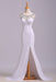 Excellent Excellent Sleek White Mermaid Sleeveless Split Prom Sequins Sweep Train Dress with Rhinestones - Prom Dresses