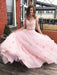 Eye-catching Eye-catching Two Off the Shoulder Tulle Prom with Lace A Line 2 Piece Long Formal Dress - Prom Dresses