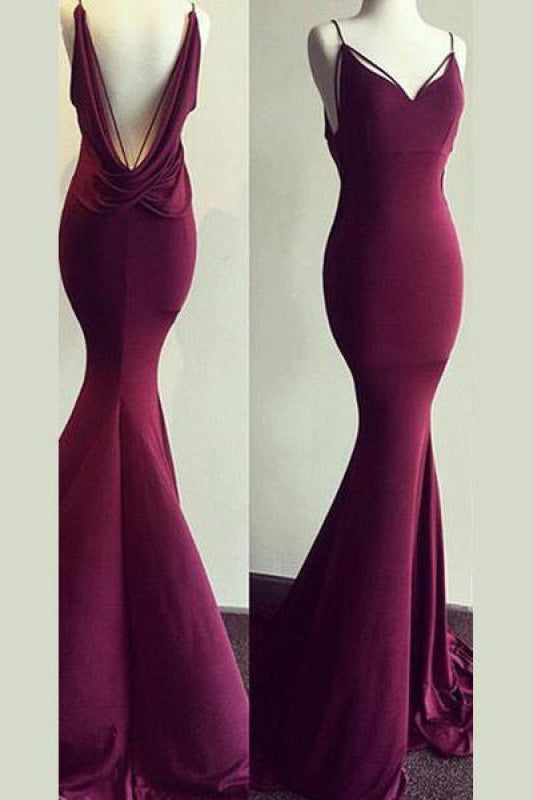 Fabulous Modest Best Spaghetti Straps Mermaid V-neck Sleeveless Prom Sexy Backless Evening Dress - Prom Dresses