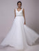 Fancy V-Neck Lace Up Sleeveless A Line Wedding Dresses - White / Floor Length - wedding dresses