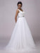 Fancy V-Neck Lace Up Sleeveless A Line Wedding Dresses - wedding dresses