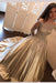 Fascinating Excellent Latest Chic Gold Off Shoulder Long Sleeve Ball Gown Appliques Satin Prom Dress - Prom Dresses
