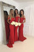 Fascinating Modest Modest Off Shoulder Mermaid Red Bridesmaid with Lace Sequins Stylish Wedding Party Dress - Prom Dresses
