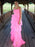 Fashion Open Back Layered Pink Long Prom Dresses, Pink Formal Graduation Evening Dresses 