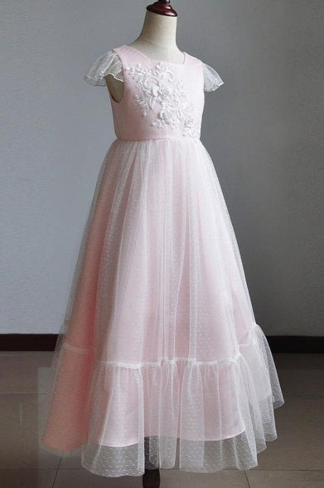 Flare Sleeve Flower Girl A Line Party Dress Floor Length Bridesmaid Dress - Flower Girl Dress