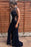 Floor Length Sheath High Neck Evening Dress with Side Slit Appliques Prom Gown - Prom Dresses