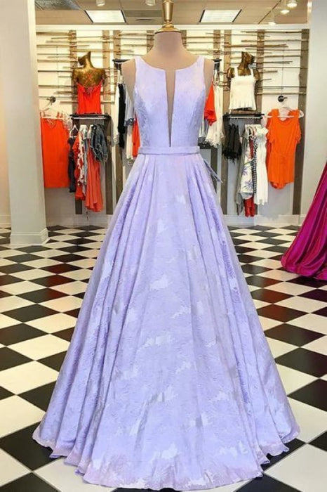 Floor-Length Sleeveless Lilac Prom Dress A Line Long Evening Dresses - Prom Dresses