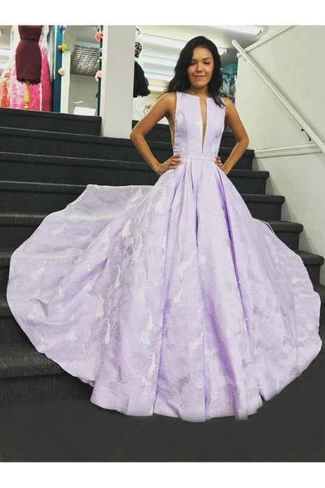 Floor-Length Sleeveless Lilac Prom Dress A Line Long Evening Dresses - Prom Dresses