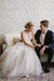 Floor Length V Neck Lace Applique Beach Puffy Tulle Wedding Dress - Wedding Dresses