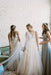 Floor Length V Neck Lace Applique Beach Puffy Tulle Wedding Dress - Wedding Dresses