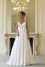 Floor Length V Neck Sleeveless Chiffon Beach Wedding Dress with Flowers - Wedding Dresses
