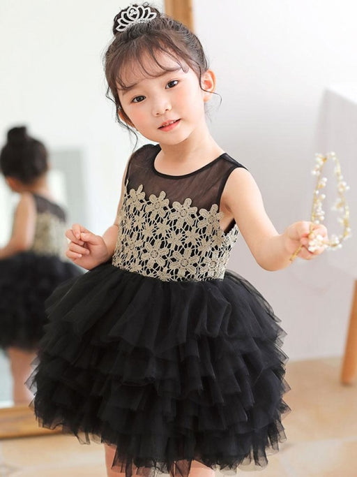 Flower Girl Dresses White Jewel Neck Tulle Sleeveless Short Princess Kids Social Party Dresses