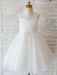 Flower Girl Dresses Jewel Neck Lace Sleeveless Knee-Length Princess Silhouette Beaded Kids Social Party Dresses