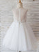 Flower Girl Dresses Jewel Neck Lace Sleeveless Knee-Length Princess Silhouette Beaded Kids Social Party Dresses