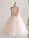 Flower Girl Dresses Jewel Neck Tulle Sleeveless Knee Length Princess Silhouette Flowers Kids Social Party Dresses