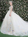 Flowers Quinceanera Dresses White Luxury Off The Shoulder Rhinestones Beading Short Sleeve Women's Pageant Dresses With Train