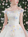 Flowers Quinceanera Dresses White Luxury Off The Shoulder Rhinestones Beading Short Sleeve Women's Pageant Dresses With Train