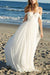 Flowy Off the Shoulder Chiffon Beach Simple Long Pleated Wedding Dress - Wedding Dresses