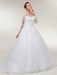 Glamorous Long Sleeves Lace-Up Ball Gown Wedding Dresses - Pure White / Floor Length - wedding dresses