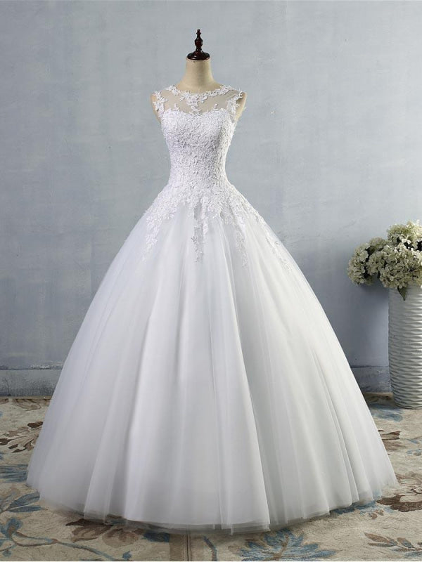 Affordable Lace Petite Ball Gown Wedding Dress 2020 - Bridelily