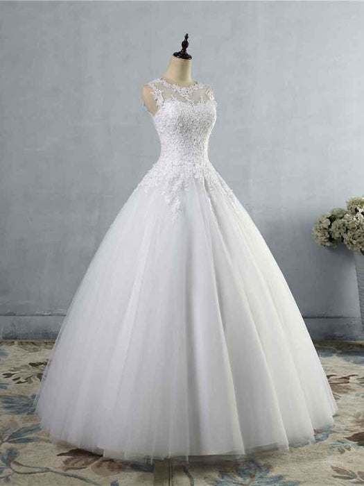 Affordable Lace Petite Ball Gown Wedding Dress 2020 - Bridelily