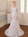 Glamorous V Neck Long Sleeve Lace Backless Wedding Dresses - white / Floor Length - wedding dresses