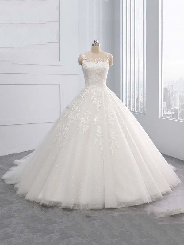 Gorgeous Lace-Up Cheap Vintage Lace Wedding Dresses 2020 - Bridelily