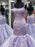 Gorgeous Mermaid Backless Purple Lace Prom Dresses, Mermaid Lace Purple Formal Dresses, Purple Lace Evening Dresses