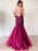 Gorgeous Mermaid V Neck Backless Beaded Purple Prom Dresses, V Neck Mermaid Purple Formal Dresses, Mermaid Purple Evening Dresses