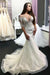 Gorgeous Sheer Neck Half Sleeves Lace Appliques Mermaid Long Wedding Dress - Wedding Dresses