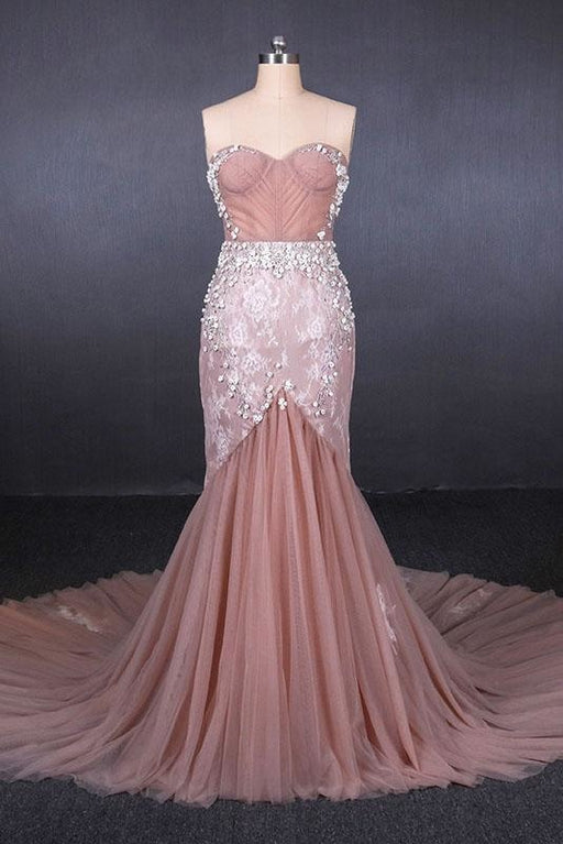 Gorgeous Sweetheart Mermaid Tulle Prom Dress Long Evening Dresses - Prom Dresses