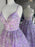 Gorgeous V Neck Backless Beaded Purple Lace Long Prom Dresses, Lilac Lace Formal Dresses, Purple Evening Dresses