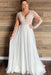 Gorgeous V-Neck Long Sleeves Lace Ruffles Wedding Dresses - Ivory - wedding dresses