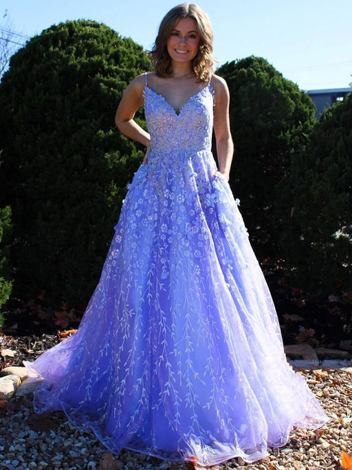 Gorgeous Backless Light Blue Floral Lace Long Prom Dress with Slit, Light  Blue Lace Formal Dress, Light Blue Evening Dress