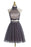 Graceful Chic Two piece High Neck Gray Beading Homecoming Dresses - Prom Dresses