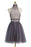 Graceful Chic Two piece High Neck Gray Beading Homecoming Dresses - Prom Dresses