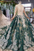 Graceful Fabulous Latest Green Sleeves Ball Lace Dress with Appliques Long Prom Gown - Prom Dresses