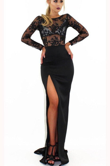 Graceful Latest Excellent Sexy Sleeve Split Prom Side Slit Long Evening Dress with Lace - Prom Dresses