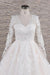 Graceful V-neck Long Sleeve Appliques Wedding Dress - Wedding Dresses