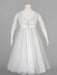 Flower Girl Dresses Ivory Jewel Tulle Neck Tulle Half Sleeves A-Line Lace Kids Party Dresses